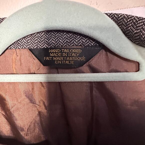 Vintage mens Donna Karen New York wool grey/brown blazer shoulder pads size 40R - Picture 8 of 8